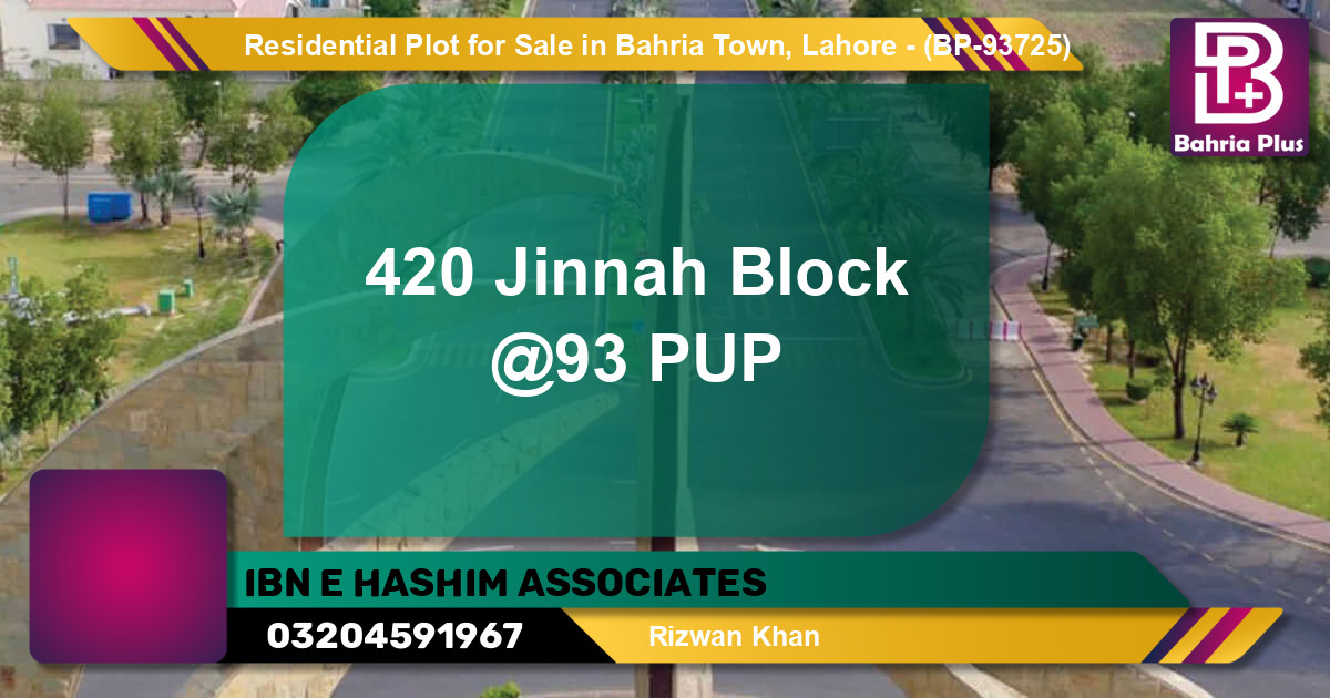 Residential Plot for Sale in Bahria Town, Lahore - (BP-93725)