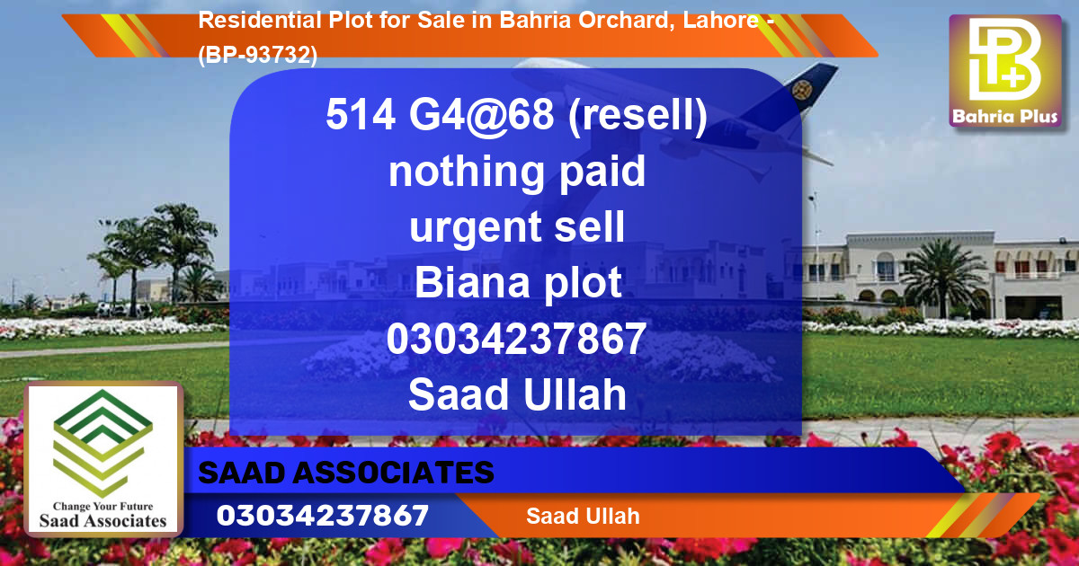 Residential Plot for Sale in Bahria Orchard, Lahore - (BP-93732)