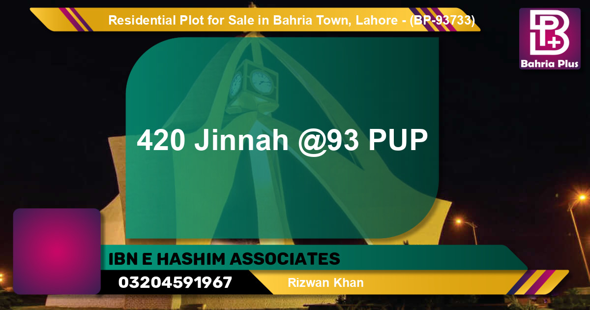 Residential Plot for Sale in Bahria Town, Lahore - (BP-93733)