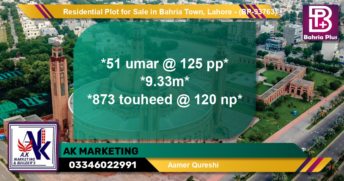Residential Plot for Sale in Bahria Town, Lahore - (BP-93763)