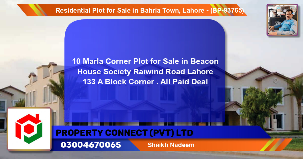 Residential Plot for Sale in Bahria Town, Lahore - (BP-93765)