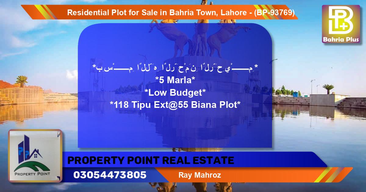 Residential Plot for Sale in Bahria Town, Lahore - (BP-93769)