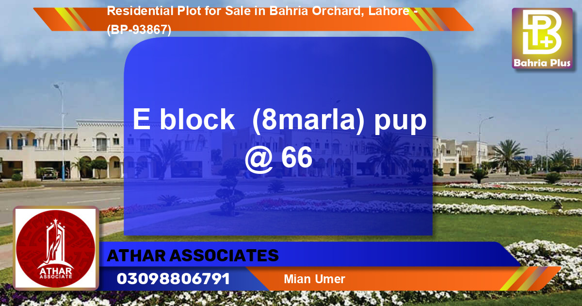 Residential Plot for Sale in Bahria Orchard, Lahore - (BP-93867)