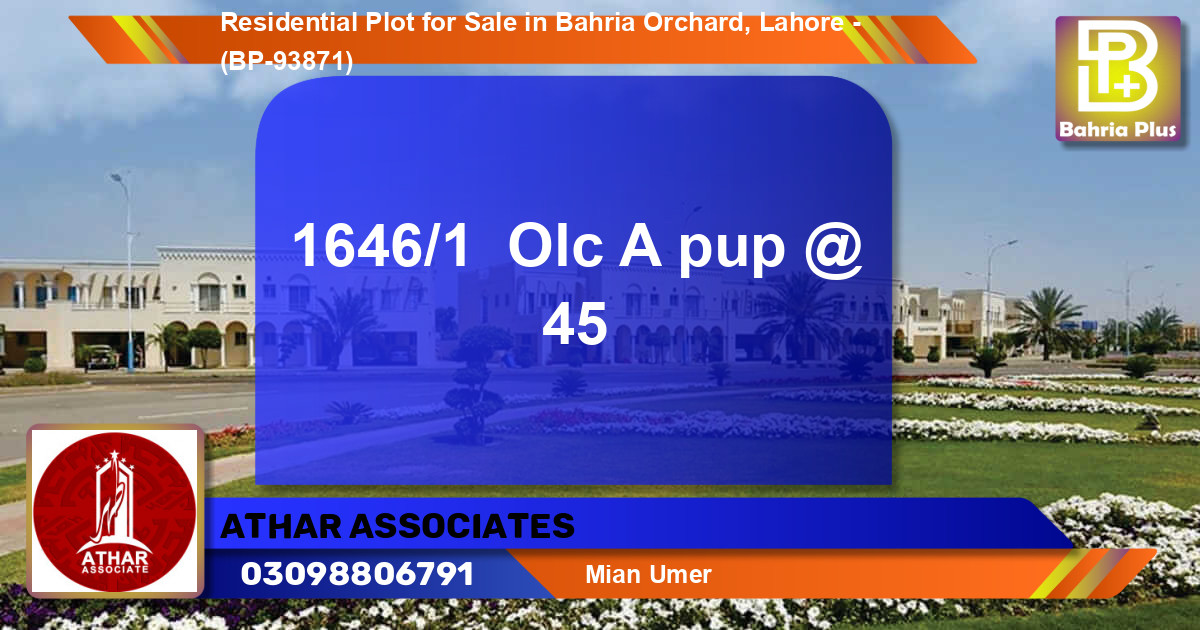 Residential Plot for Sale in Bahria Orchard, Lahore - (BP-93871)