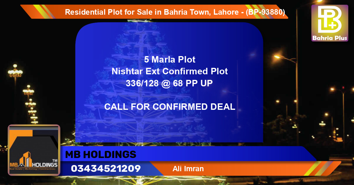 Residential Plot for Sale in Bahria Town, Lahore - (BP-93880)