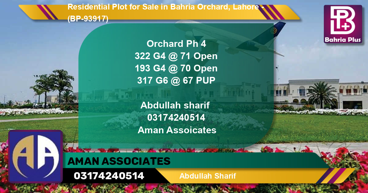 Residential Plot for Sale in Bahria Orchard, Lahore - (BP-93917)