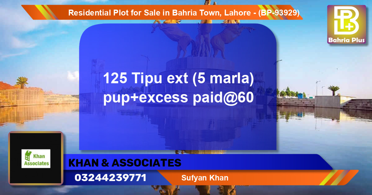Residential Plot for Sale in Bahria Town, Lahore - (BP-93929)
