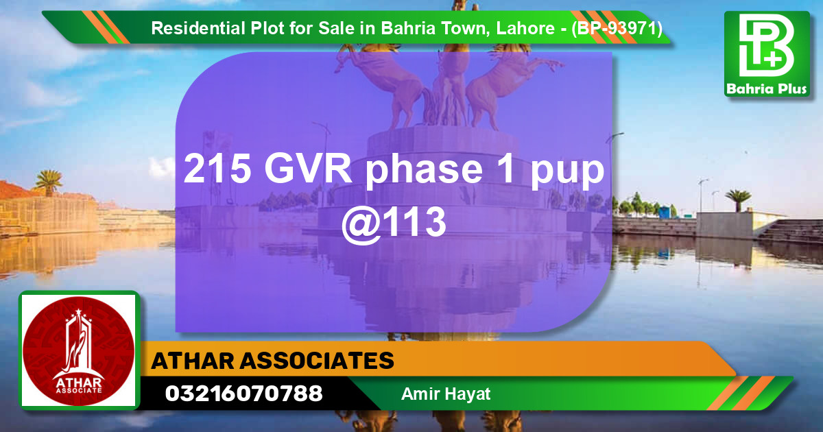 Residential Plot for Sale in Bahria Town, Lahore - (BP-93971)