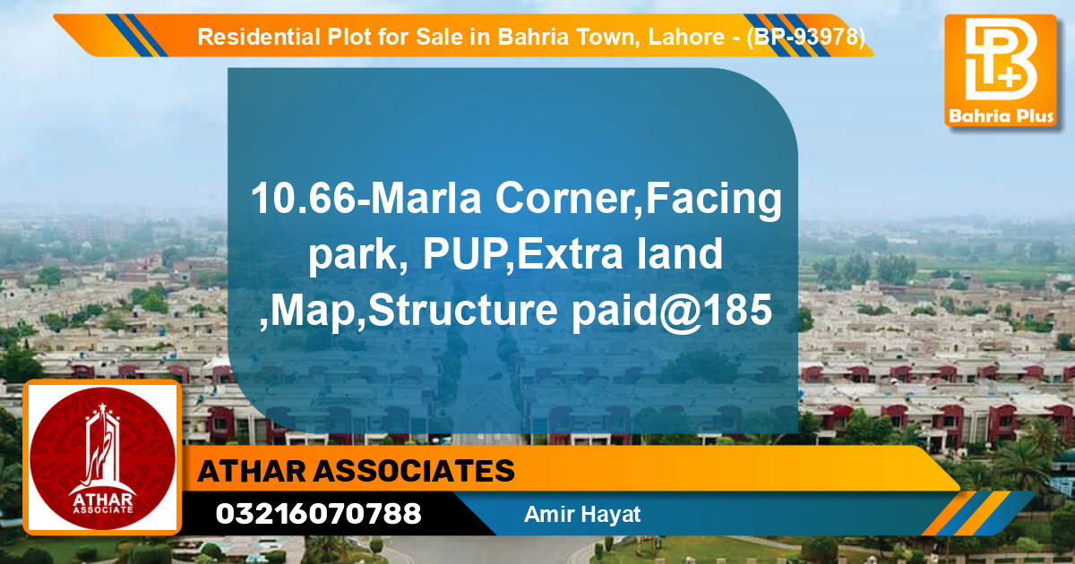 Residential Plot for Sale in Bahria Town, Lahore - (BP-93978)