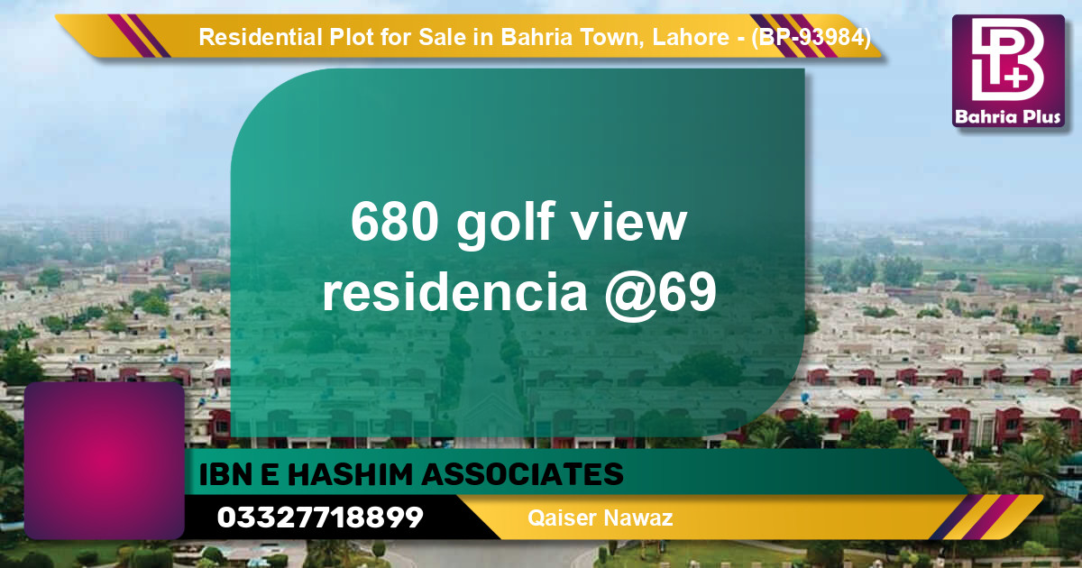 Residential Plot for Sale in Bahria Town, Lahore - (BP-93984)