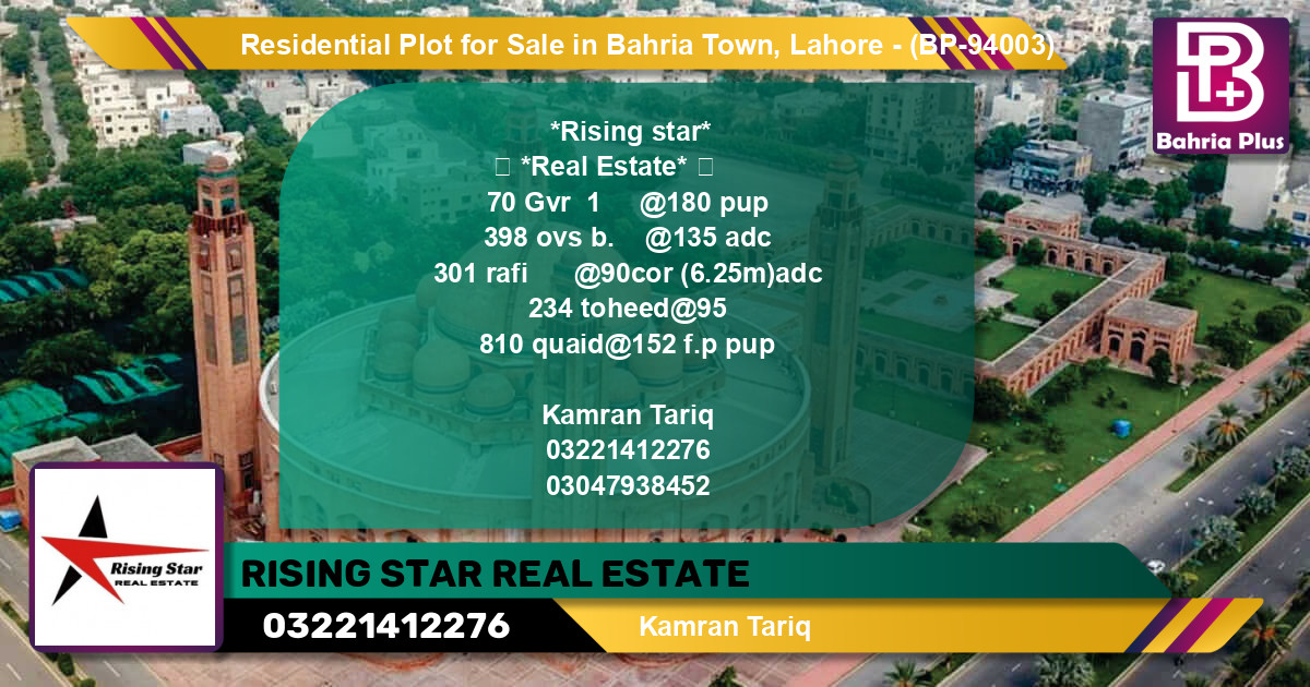 Residential Plot for Sale in Golf Phase 1 -  Bahria Town, Lahore - (BP-94003)