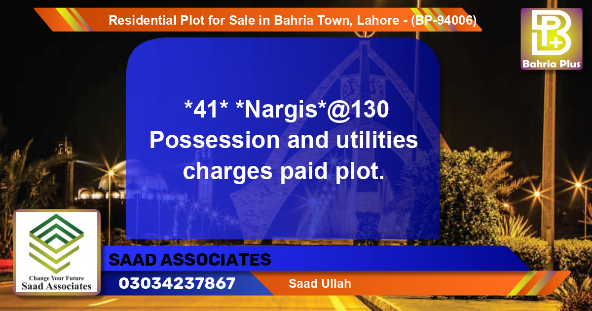 Residential Plot for Sale in Bahria Town, Lahore - (BP-94006)