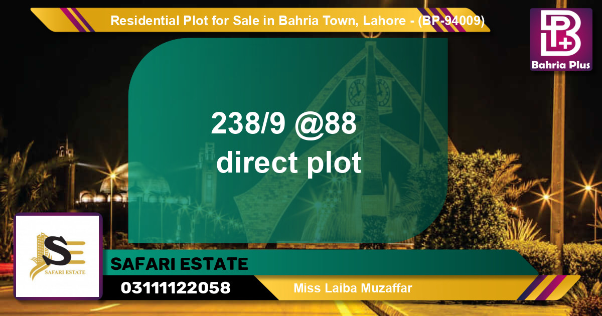 Residential Plot for Sale in Bahria Town, Lahore - (BP-94009)