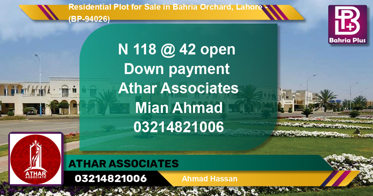 Residential Plot for Sale in Bahria Orchard, Lahore - (BP-94026)