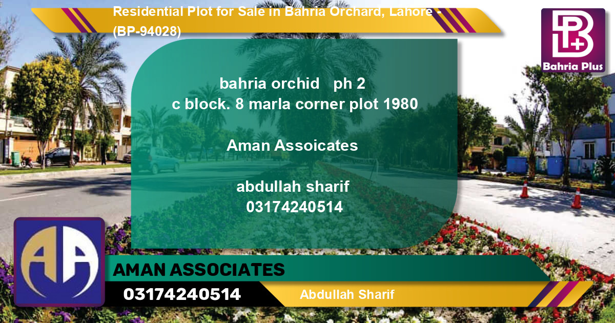 Residential Plot for Sale in Bahria Orchard, Lahore - (BP-94028)