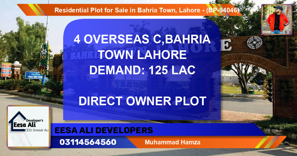 Residential Plot for Sale in Bahria Town, Lahore - (BP-94046)