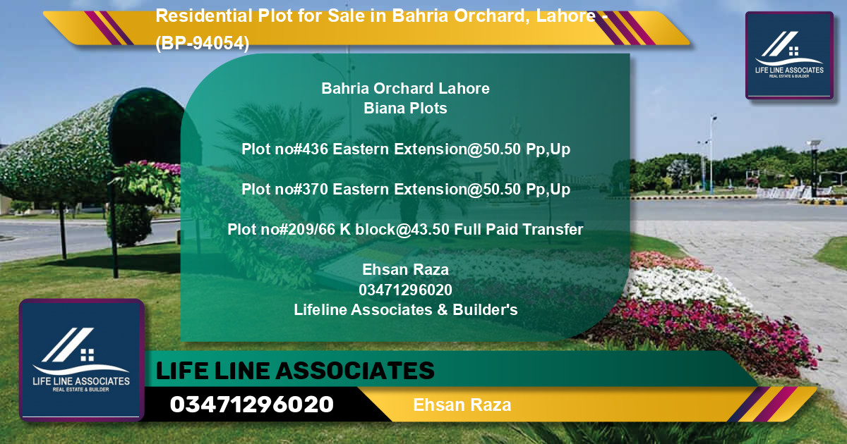 Residential Plot for Sale in Bahria Orchard, Lahore - (BP-94054)