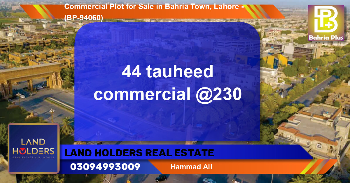 Commercial Plot for Sale in Bahria Town, Lahore - (BP-94060)