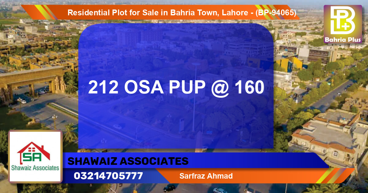 Residential Plot for Sale in Bahria Town, Lahore - (BP-94065)