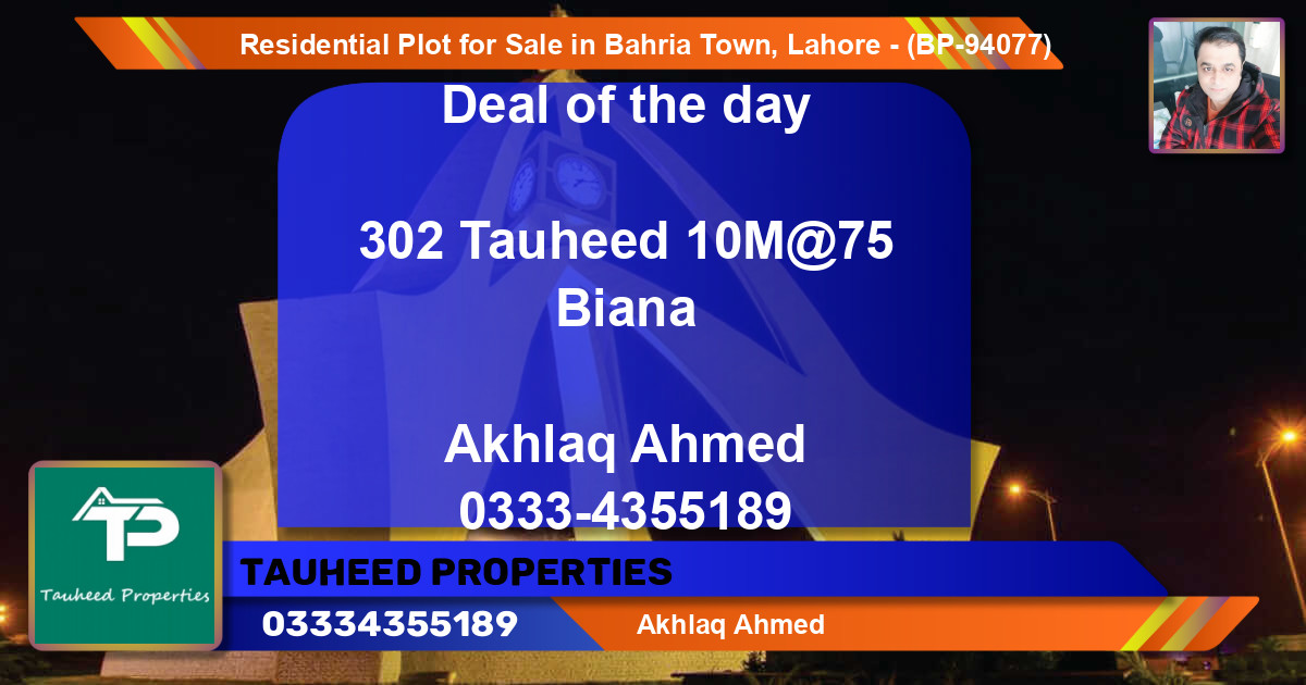 Residential Plot for Sale in Bahria Town, Lahore - (BP-94077)