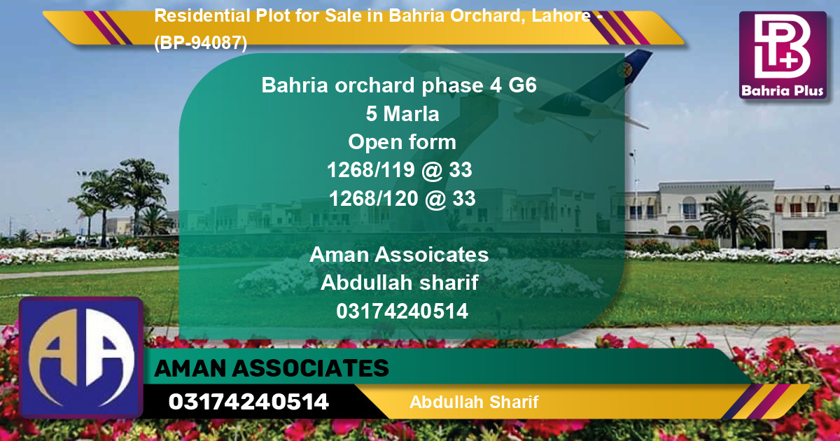 Residential Plot for Sale in Bahria Orchard, Lahore - (BP-94087)