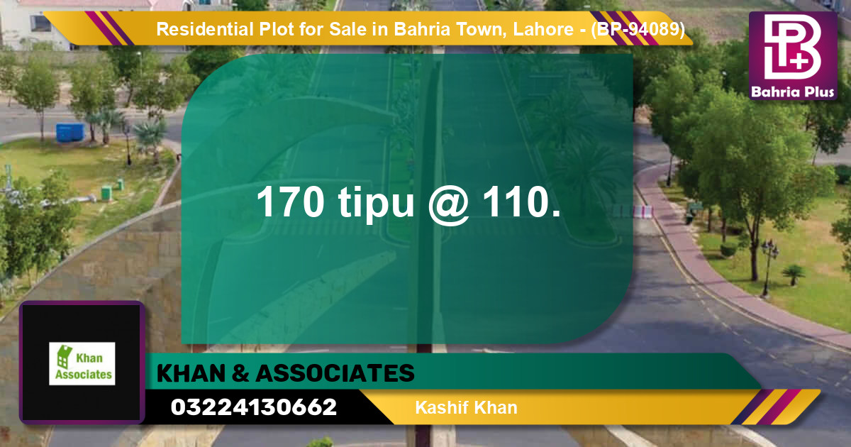 Residential Plot for Sale in Bahria Town, Lahore - (BP-94089)