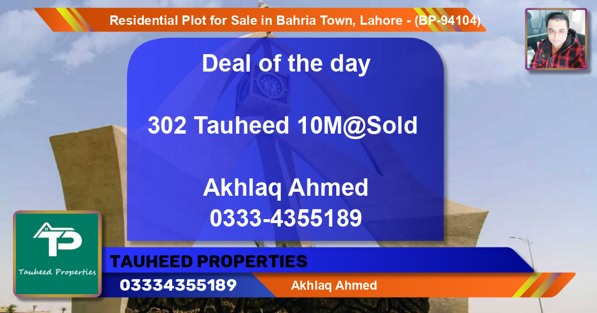 Residential Plot for Sale in Bahria Town, Lahore - (BP-94104)