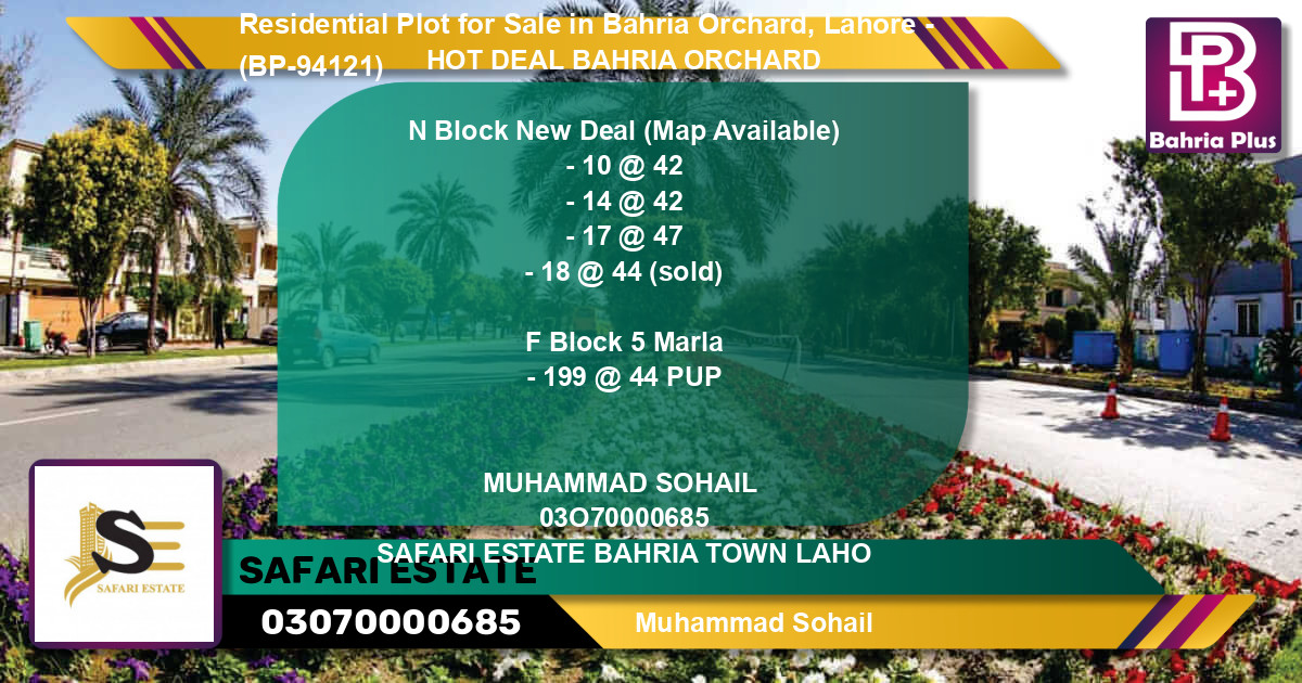 Residential Plot for Sale in Bahria Orchard, Lahore - (BP-94121)