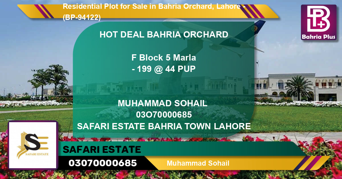 Residential Plot for Sale in Bahria Orchard, Lahore - (BP-94122)