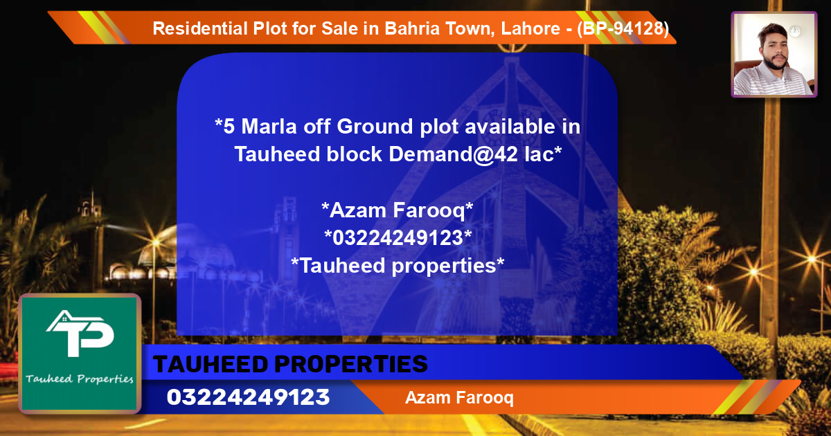 Residential Plot for Sale in Bahria Town, Lahore - (BP-94128)