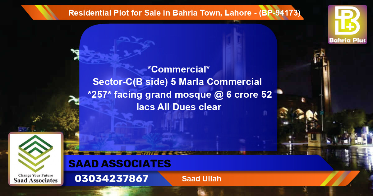 Residential Plot for Sale in Bahria Town, Lahore - (BP-94173)