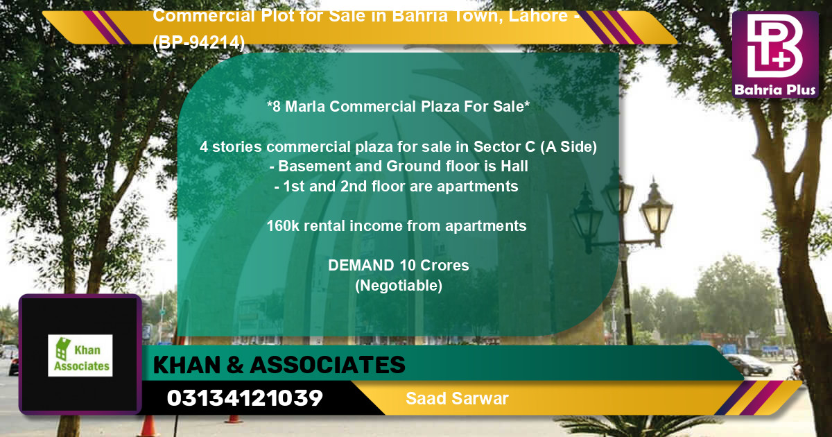 Commercial Plot for Sale in Bahria Town, Lahore - (BP-94214)