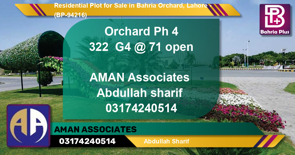 Residential Plot for Sale in Bahria Orchard, Lahore - (BP-94216)