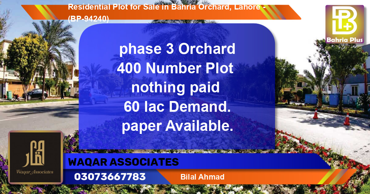 Residential Plot for Sale in Bahria Orchard, Lahore - (BP-94240)