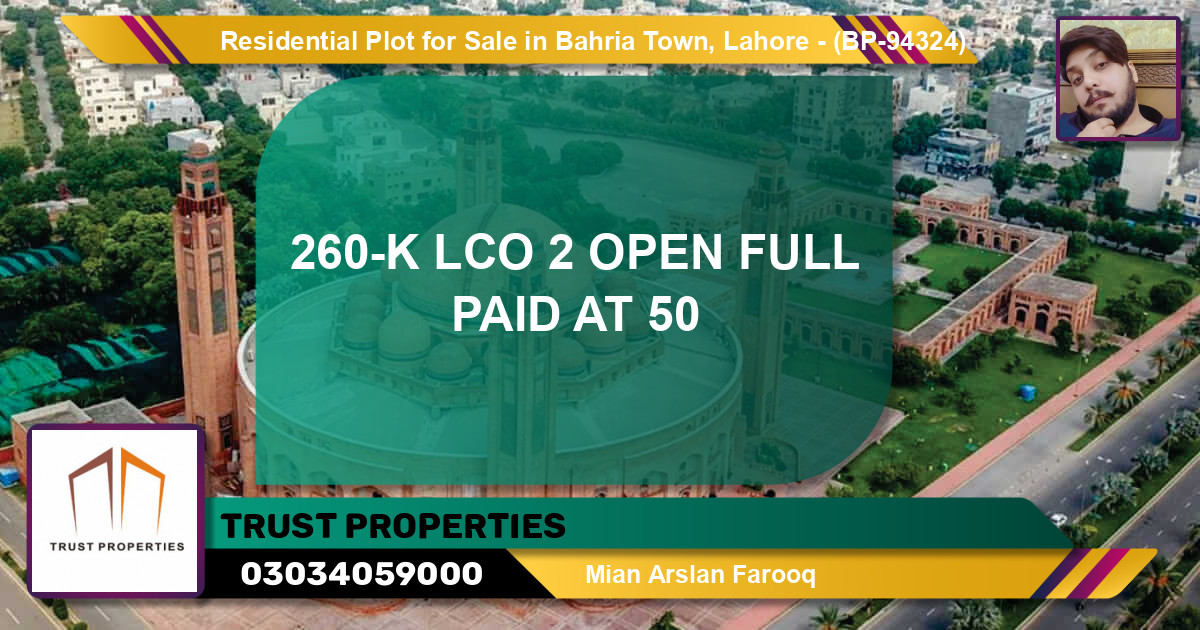 Residential Plot for Sale in Bahria Town, Lahore - (BP-94324)