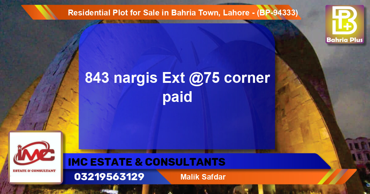 Residential Plot for Sale in Bahria Town, Lahore - (BP-94333)