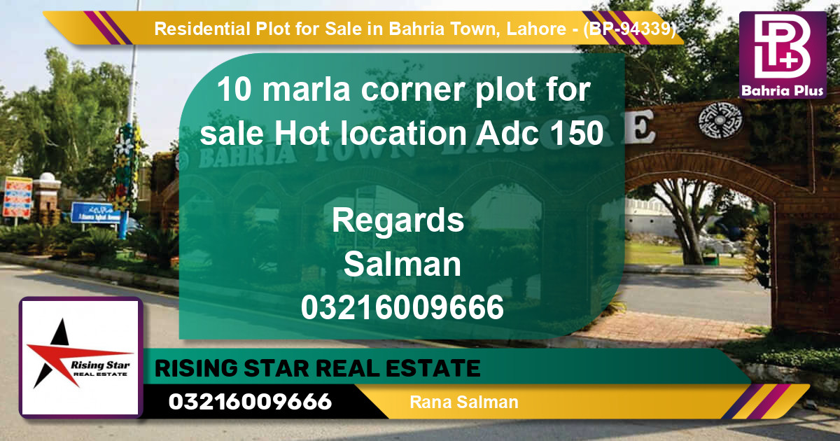 Residential Plot for Sale in Bahria Town, Lahore - (BP-94339)
