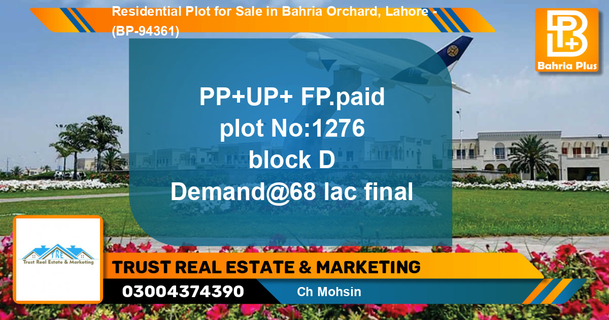 Residential Plot for Sale in Bahria Orchard, Lahore - (BP-94361)