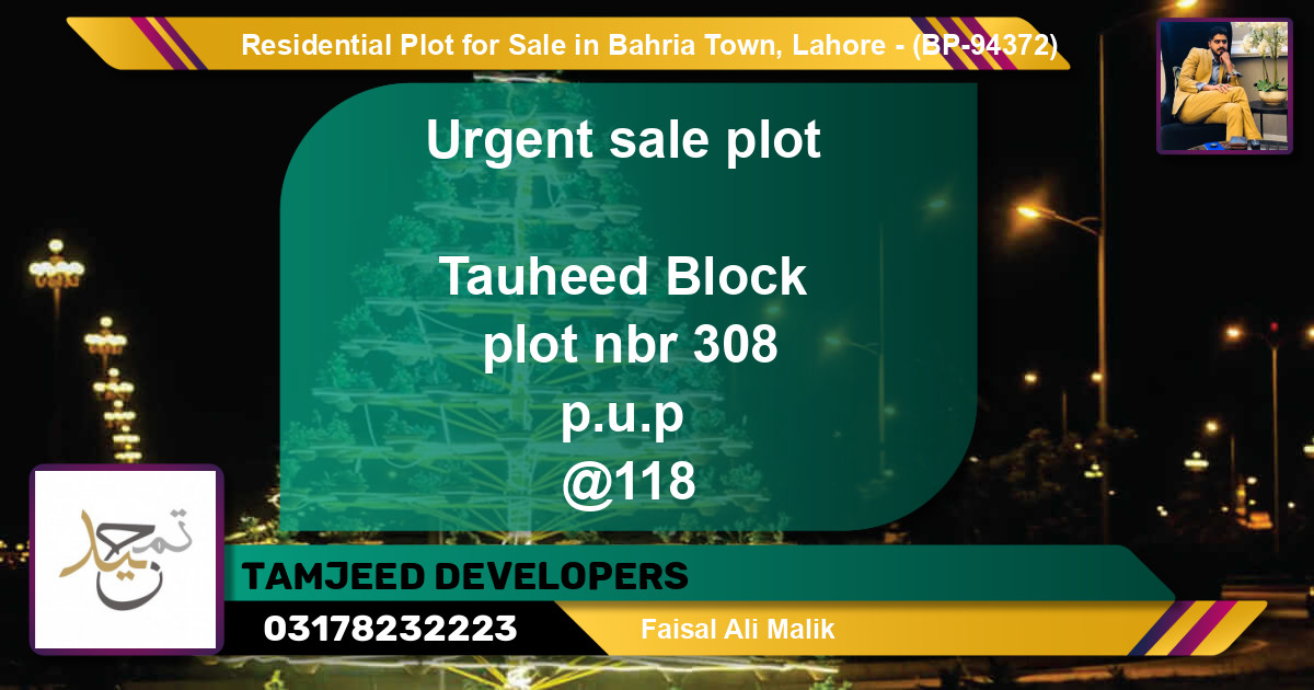 Residential Plot for Sale in Bahria Town, Lahore - (BP-94372)