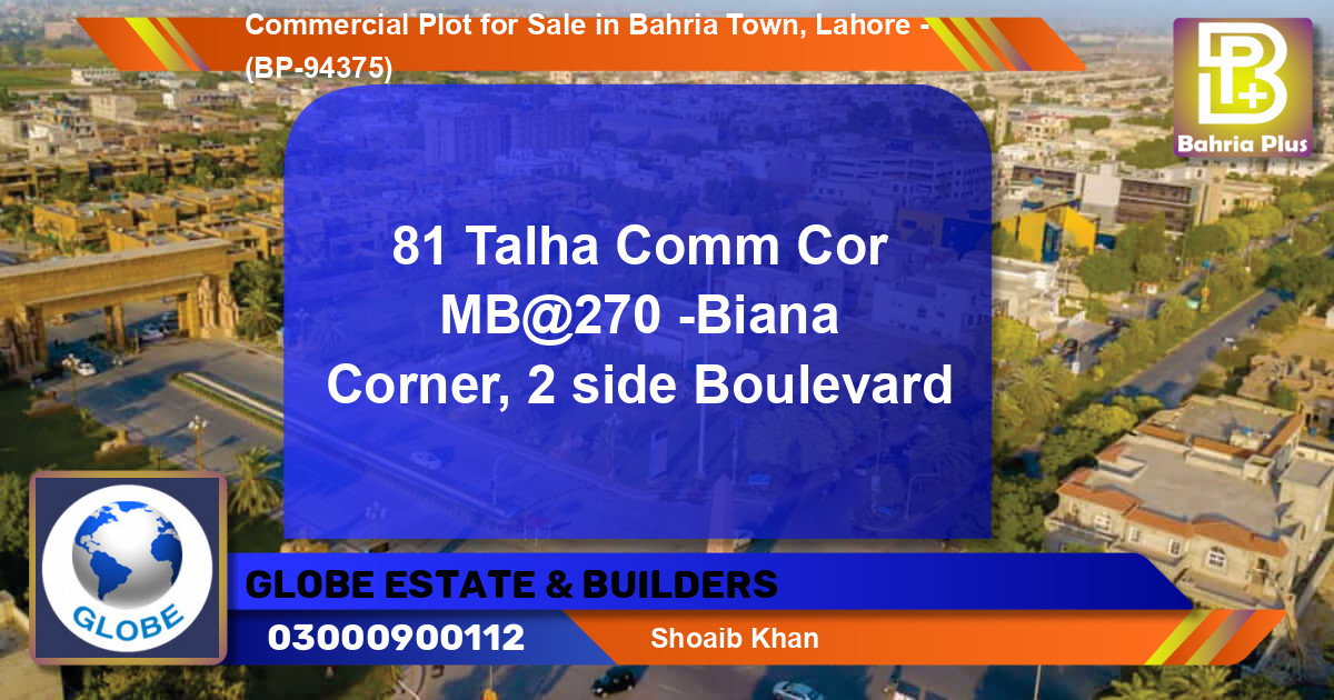 Commercial Plot for Sale in Bahria Town, Lahore - (BP-94375)