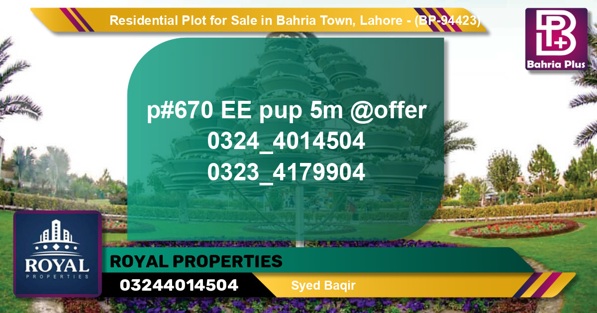 Residential Plot for Sale in Bahria Town, Lahore - (BP-94423)