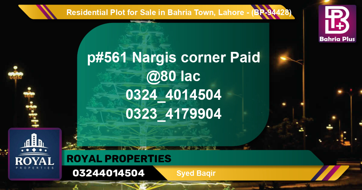 Residential Plot for Sale in Bahria Town, Lahore - (BP-94428)