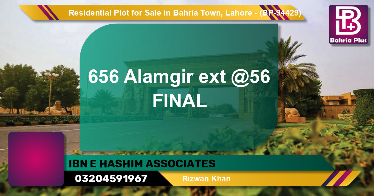 Residential Plot for Sale in Bahria Town, Lahore - (BP-94429)