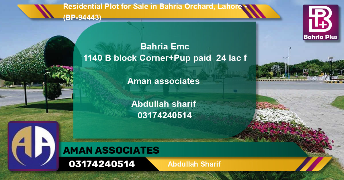 Residential Plot for Sale in Bahria Orchard, Lahore - (BP-94443)