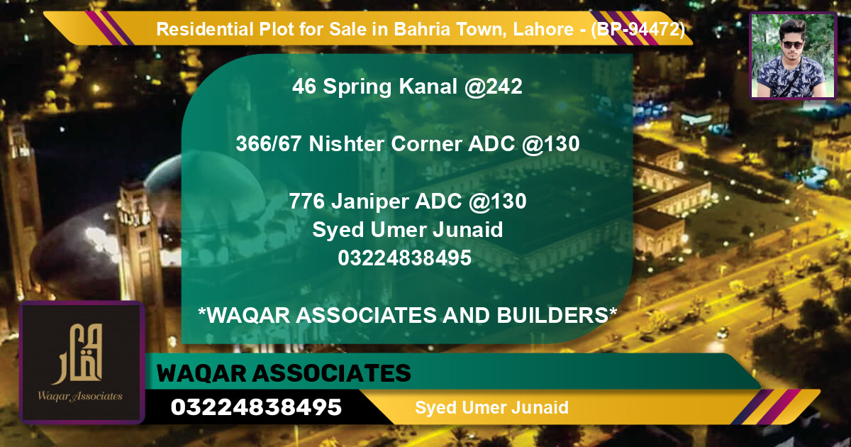Residential Plot for Sale in Bahria Town, Lahore - (BP-94472)