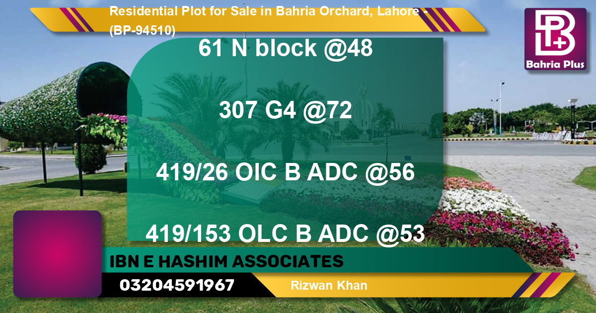 Residential Plot for Sale in Bahria Orchard, Lahore - (BP-94510)