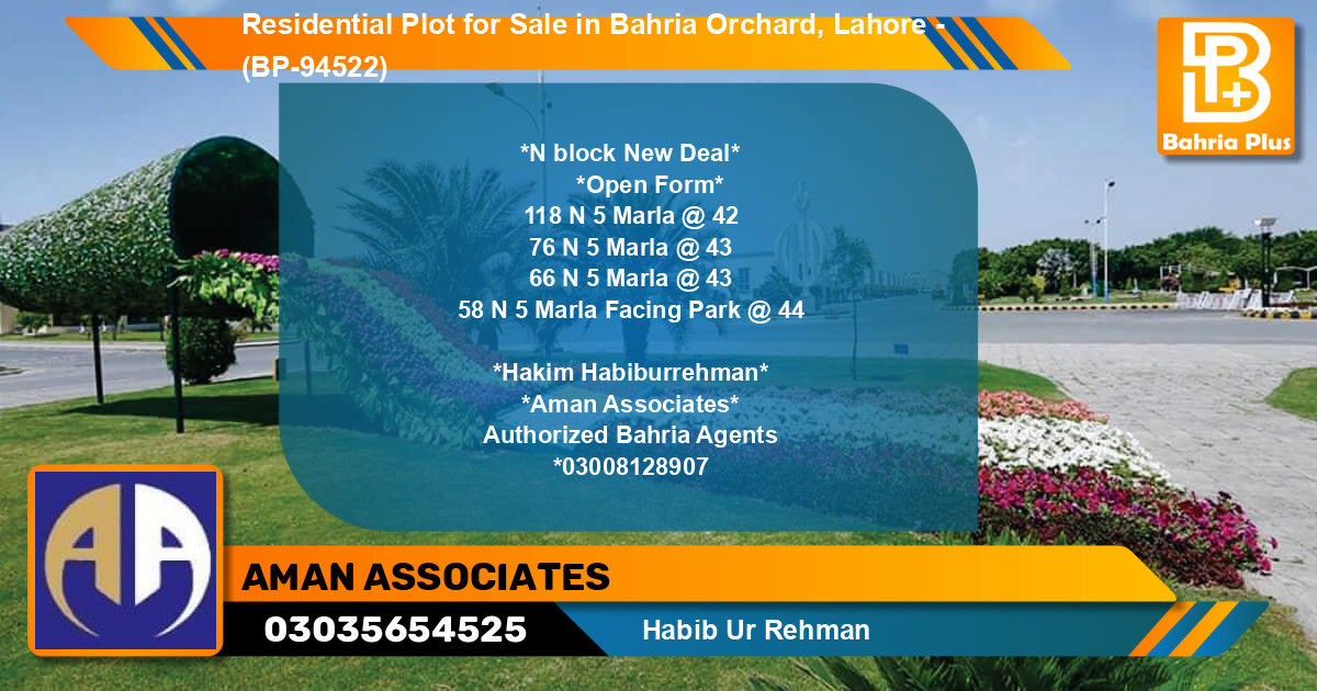 Residential Plot for Sale in Phase 2 - N Block -  Bahria Orchard, Lahore - (BP-94522)