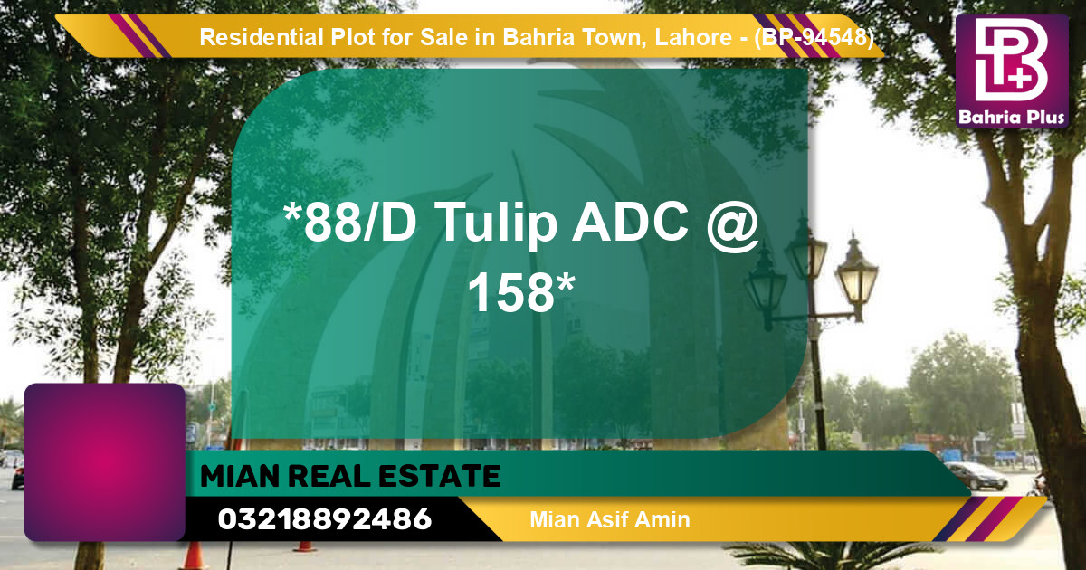 Residential Plot for Sale in Bahria Town, Lahore - (BP-94548)