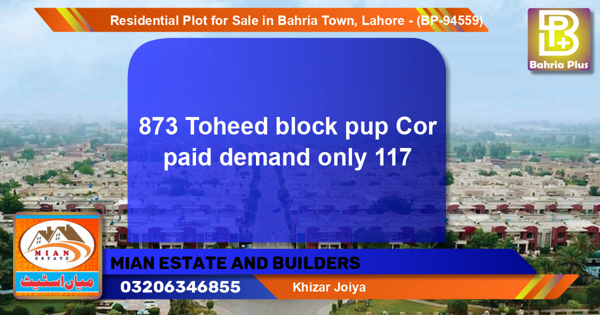 Residential Plot for Sale in Bahria Town, Lahore - (BP-94559)