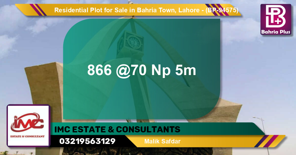 Residential Plot for Sale in Bahria Town, Lahore - (BP-94575)